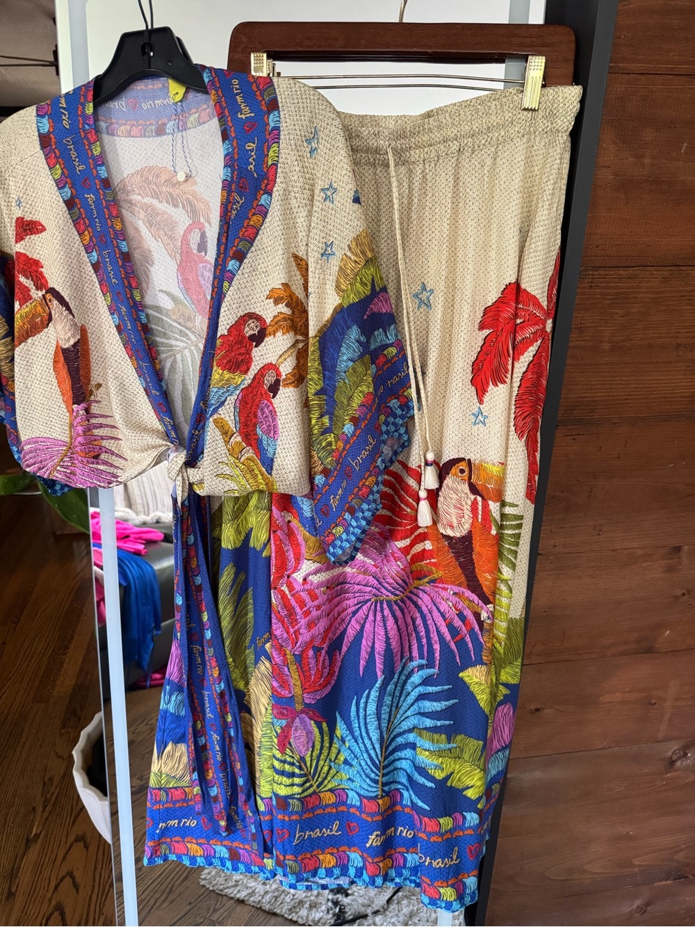 Farm rio sz m Tropical Print top and skirt set - Beige & Multicolor